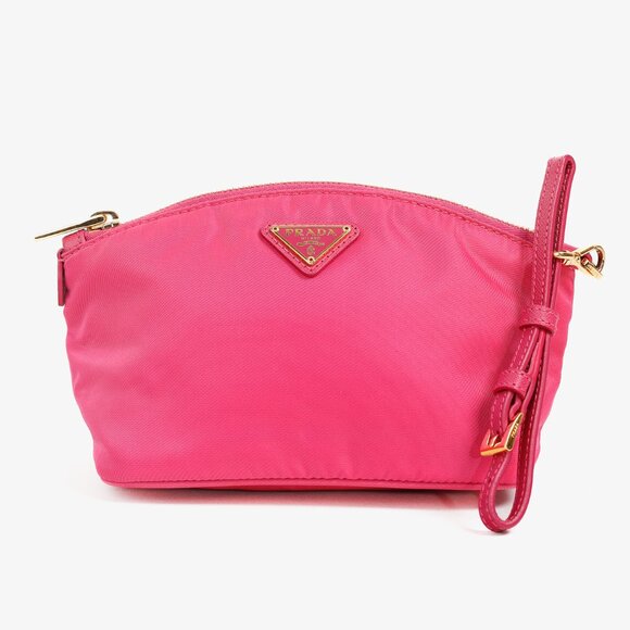 Prada Vintage Fuschia Pink Tessuto Nylon Wristlet Pouch - Picture 1 of 12